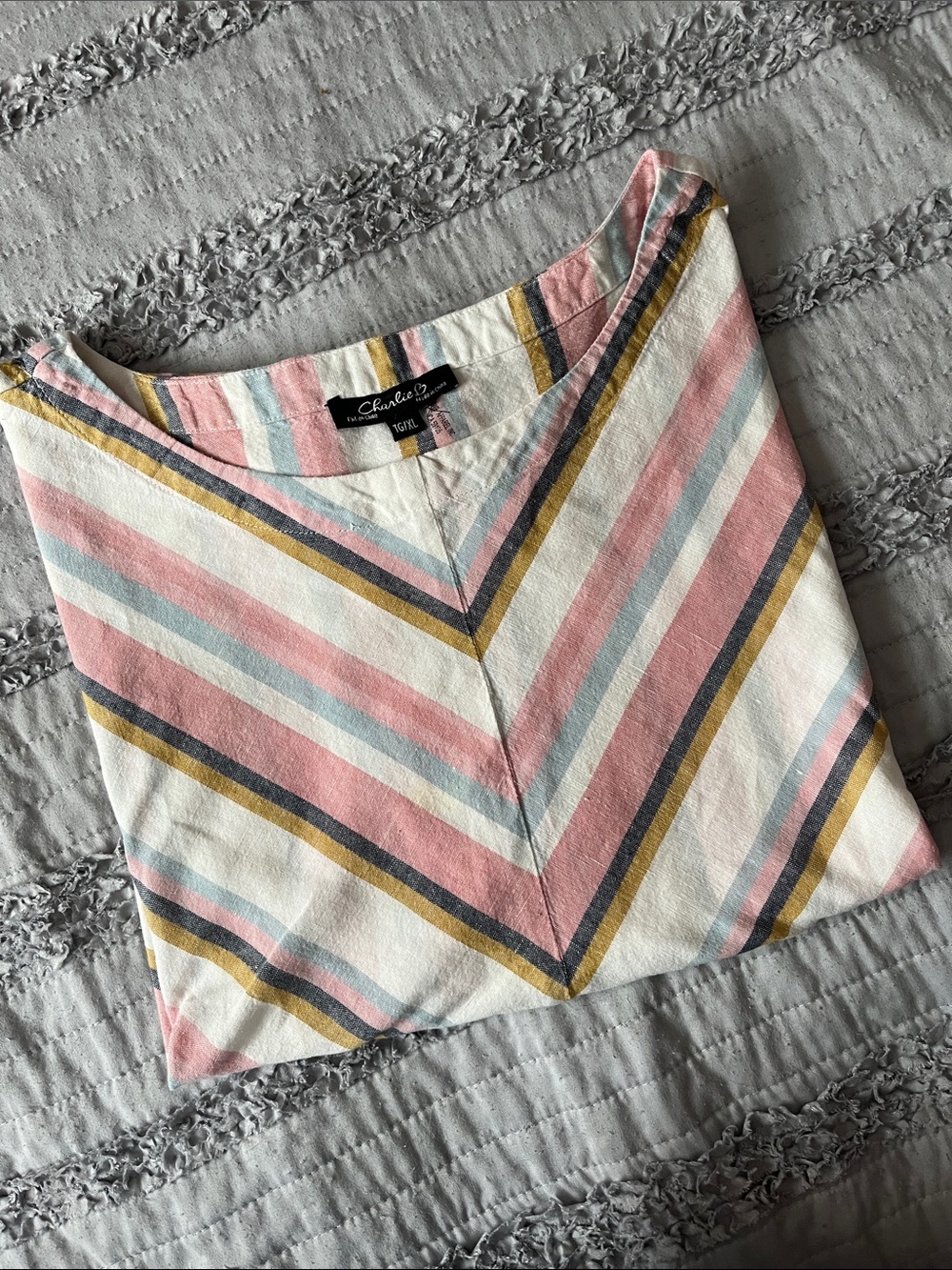 Charlie B Striped Blouse Top Size XL